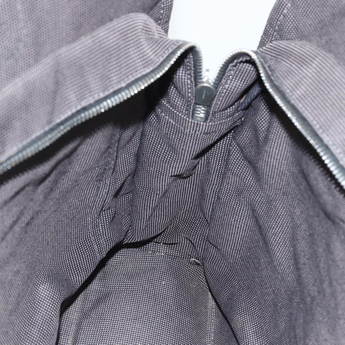 HERMES Her Line MM Hand Bag Canvas Gray Silver Auth ka409