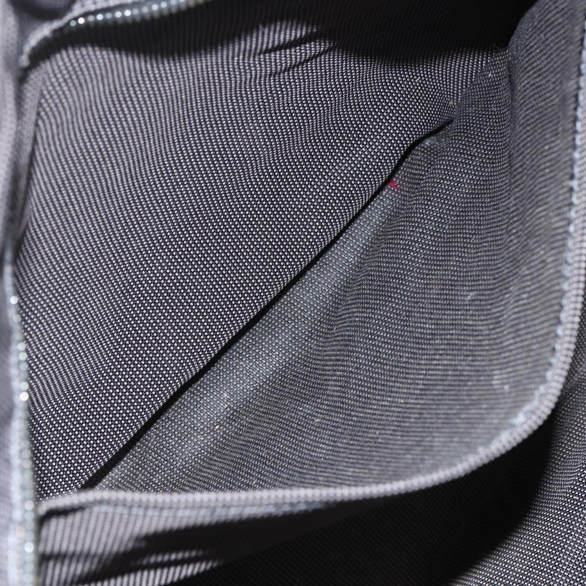 HERMES Her Line MM Hand Bag Canvas Gray Silver Auth ka409