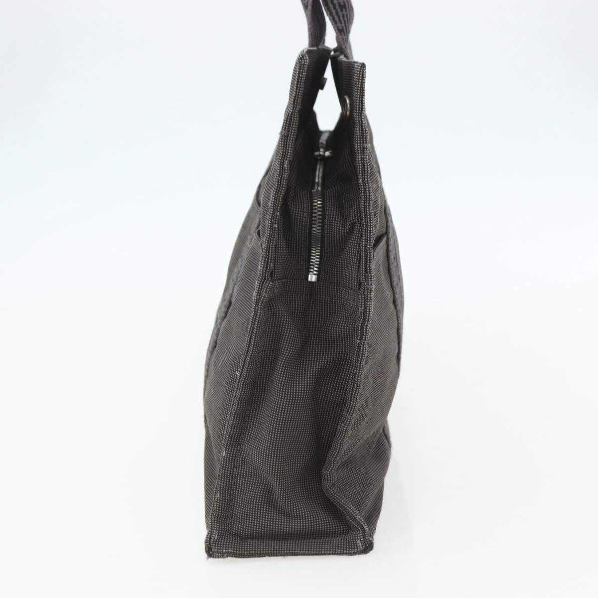 HERMES Her Line MM Hand Bag Canvas Gray Silver Auth ka409