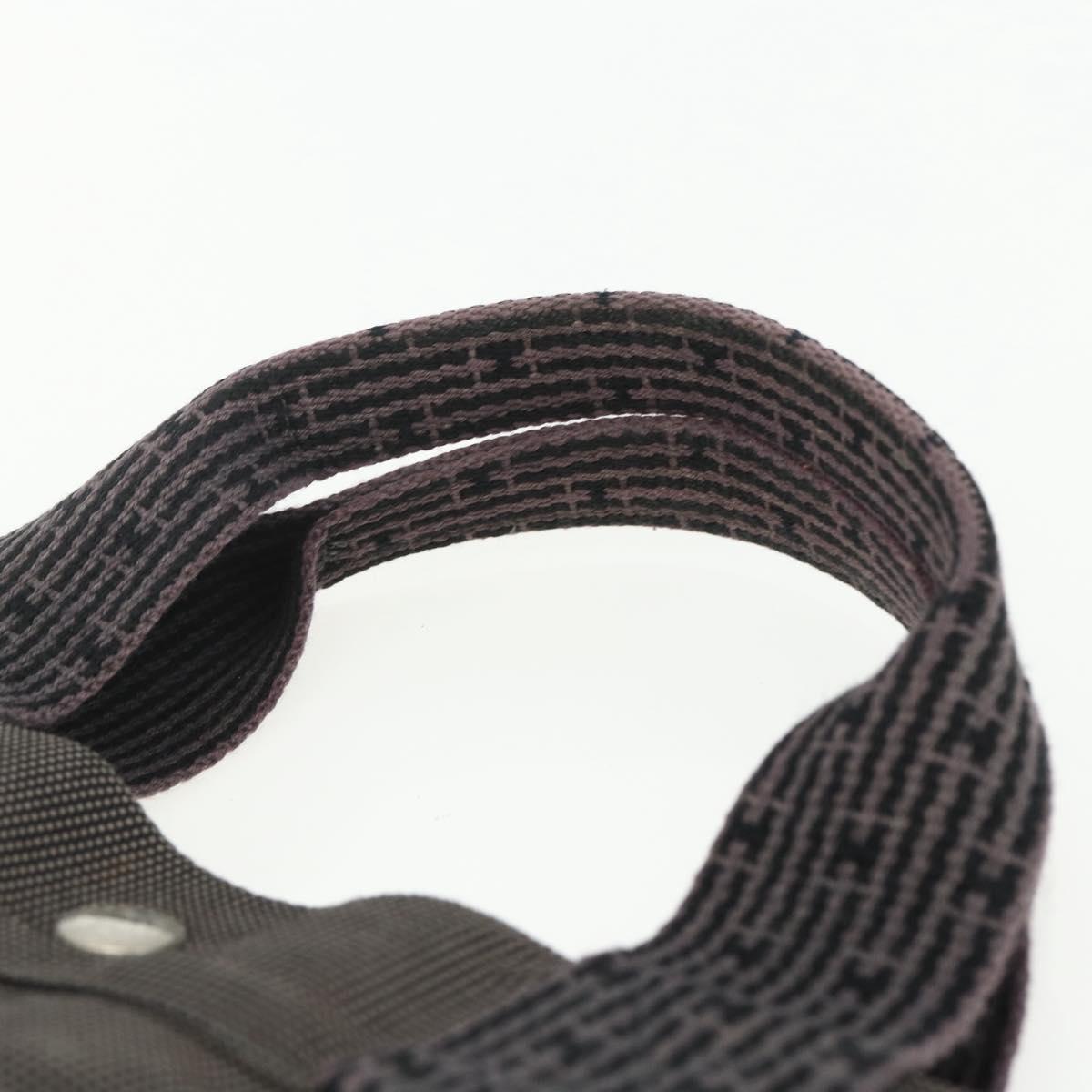 HERMES Her Line MM Hand Bag Canvas Gray Silver Auth ka409