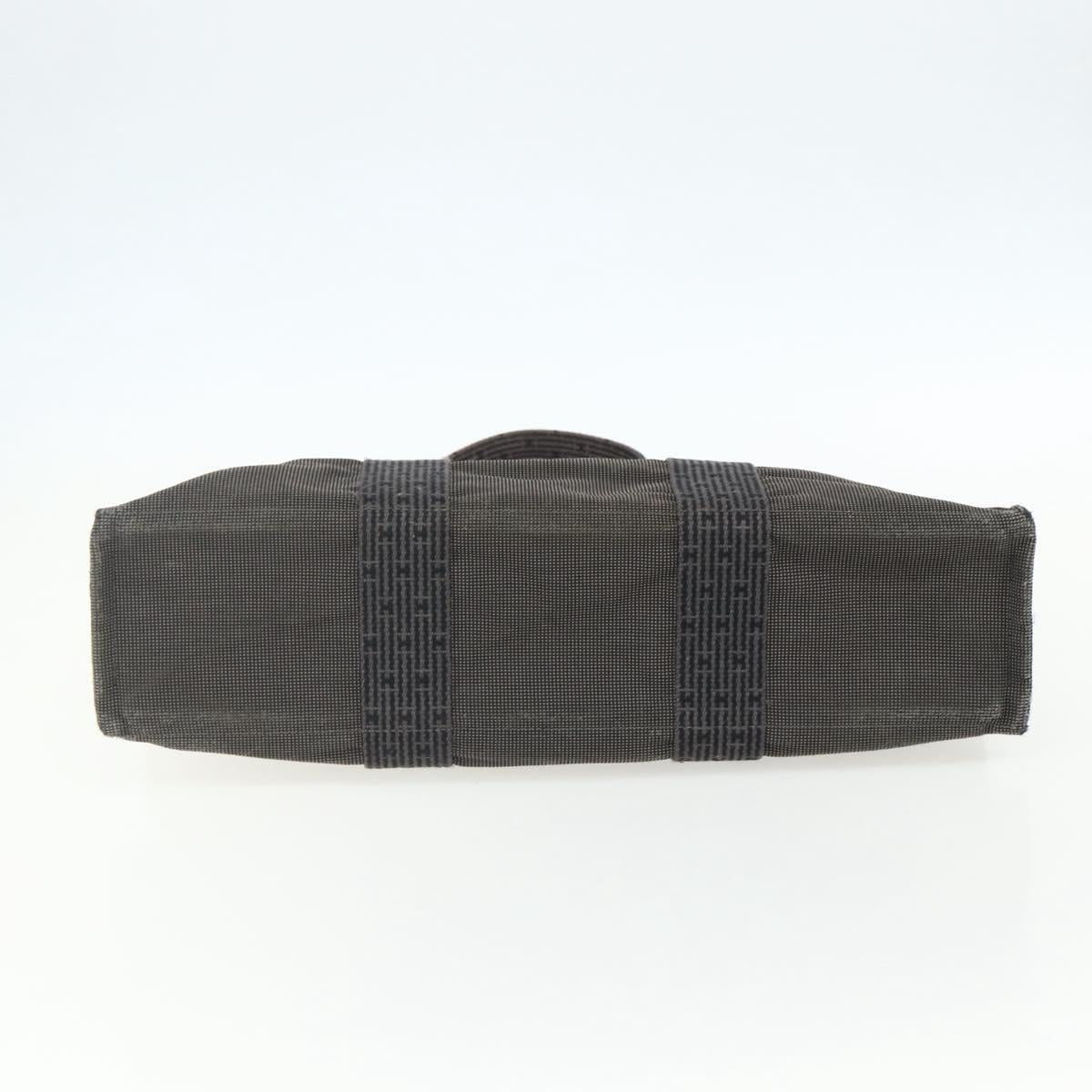 HERMES Her Line MM Hand Bag Canvas Gray Silver Auth ka409