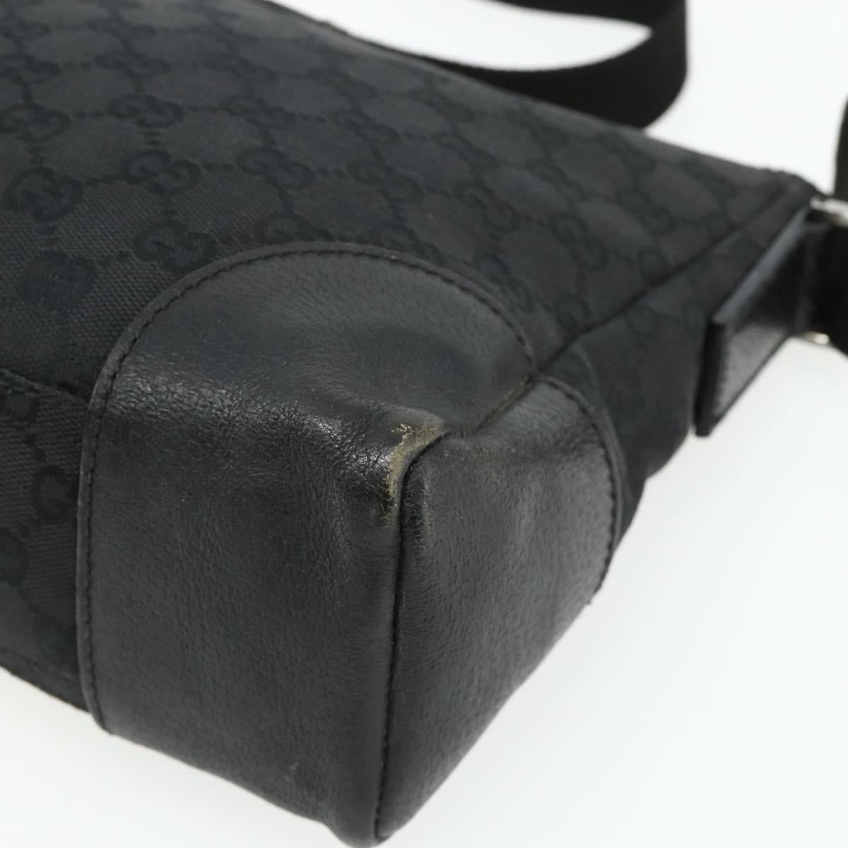 GUCCI GG Canvas Shoulder Bag Black Silver 114273 Auth ka4091