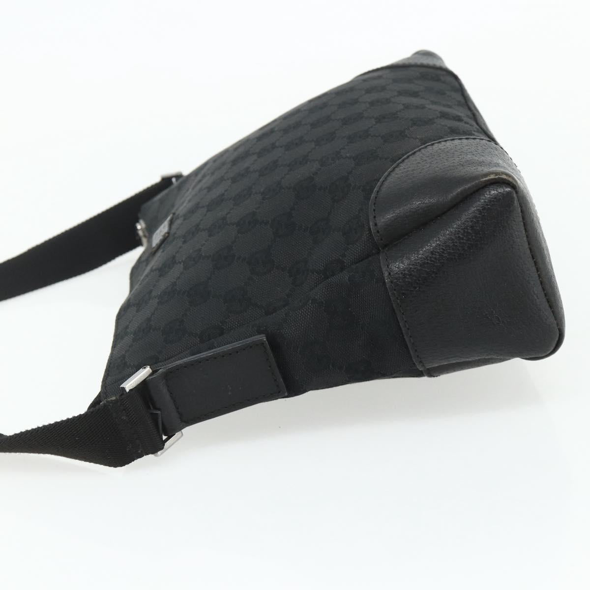 GUCCI GG Canvas Shoulder Bag Black Silver 114273 Auth ka4091