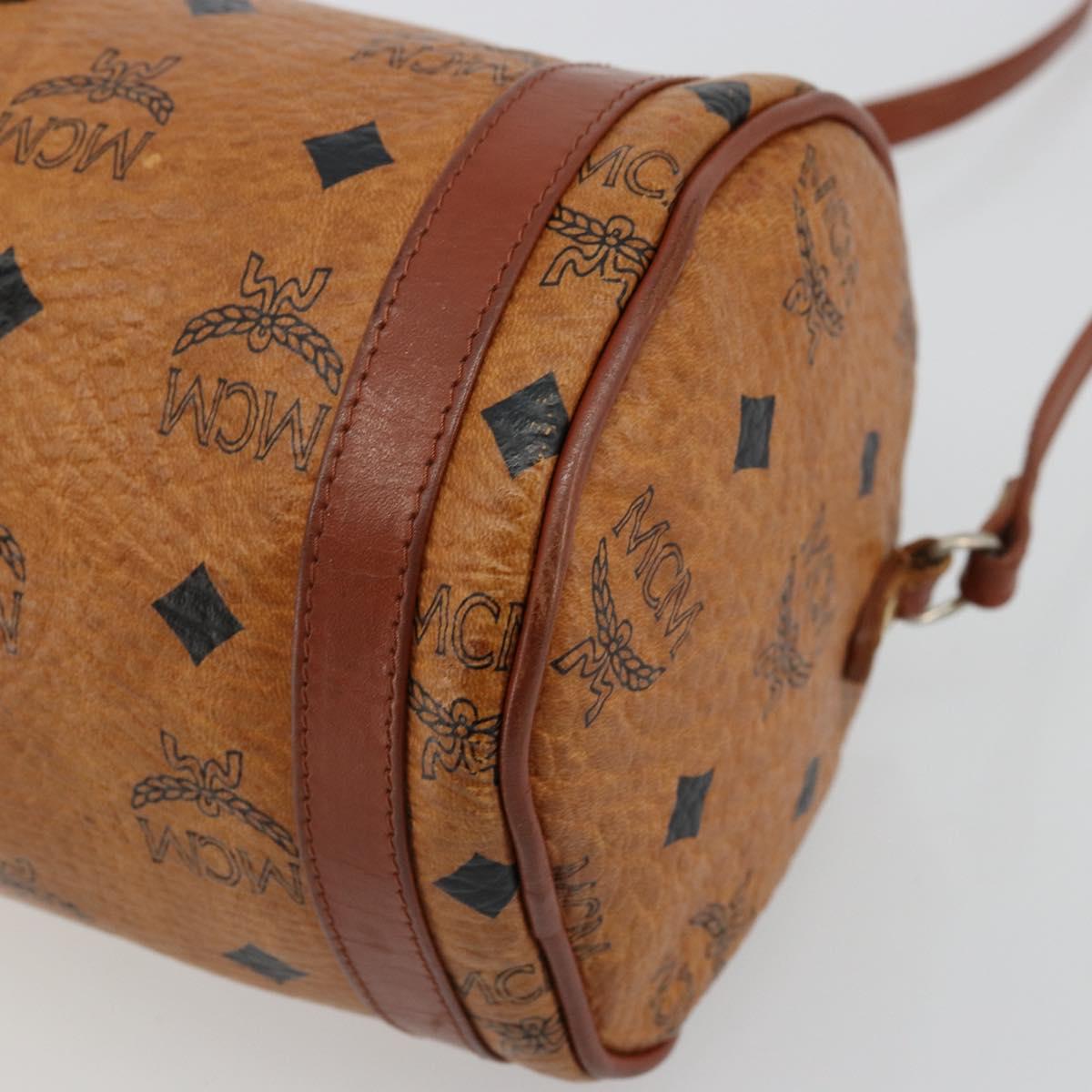 MCM Vicetos Logogram Shoulder Bag PVC Leather Brown Gold Auth ka4095A