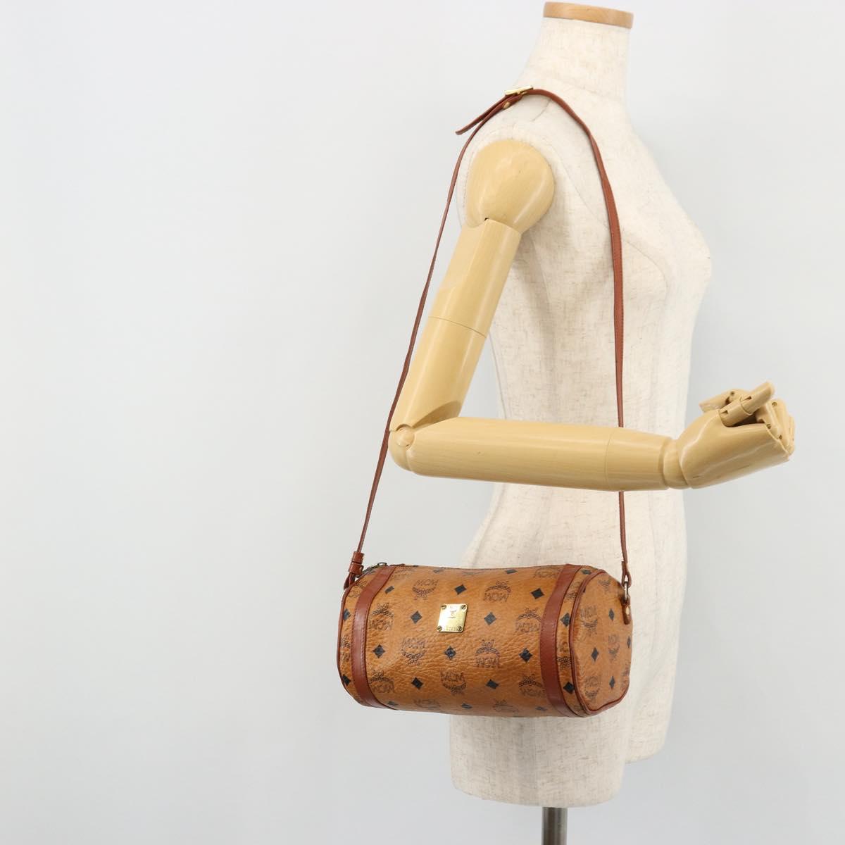 MCM Vicetos Logogram Shoulder Bag PVC Leather Brown Gold Auth ka4095A
