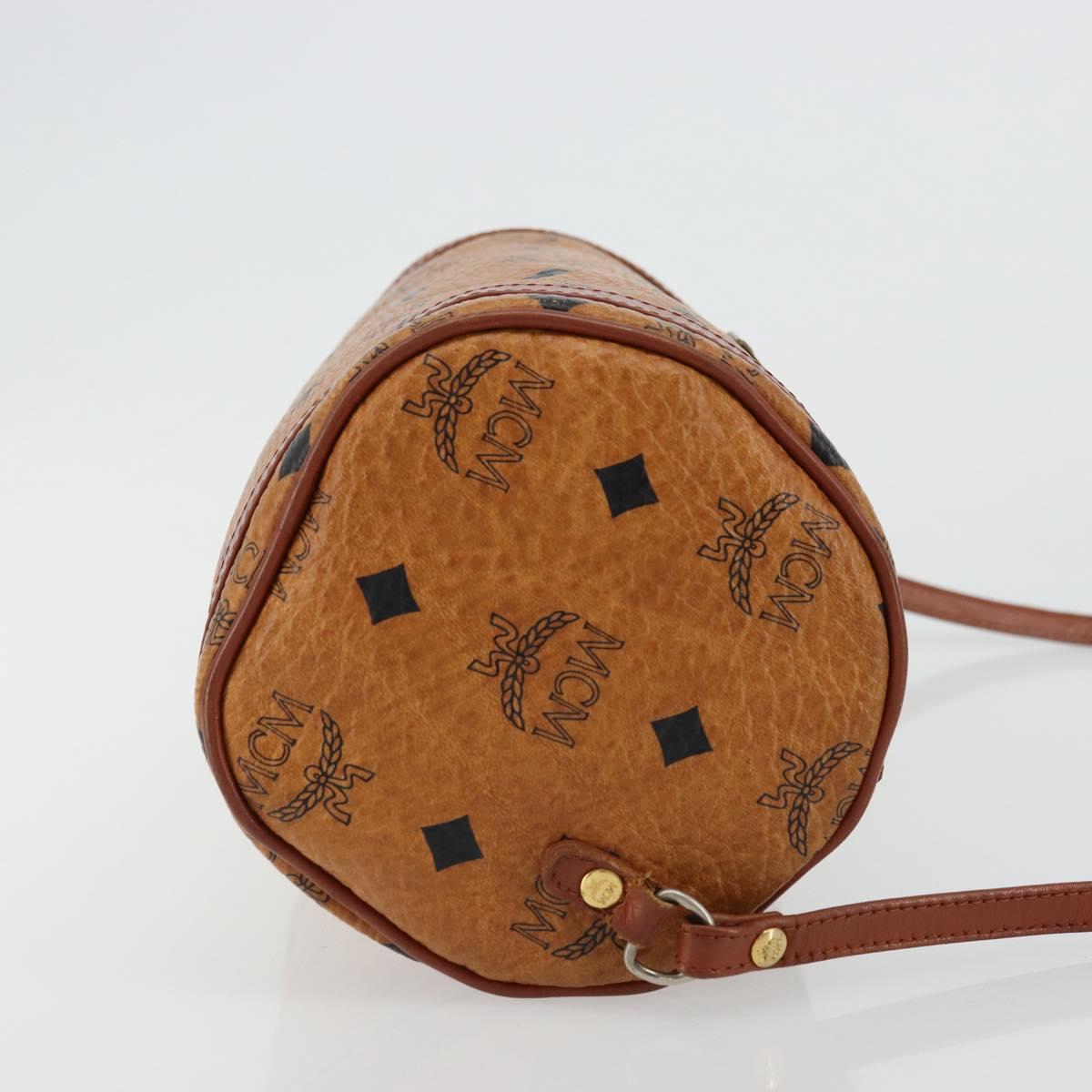 MCM Vicetos Logogram Shoulder Bag PVC Leather Brown Gold Auth ka4095A