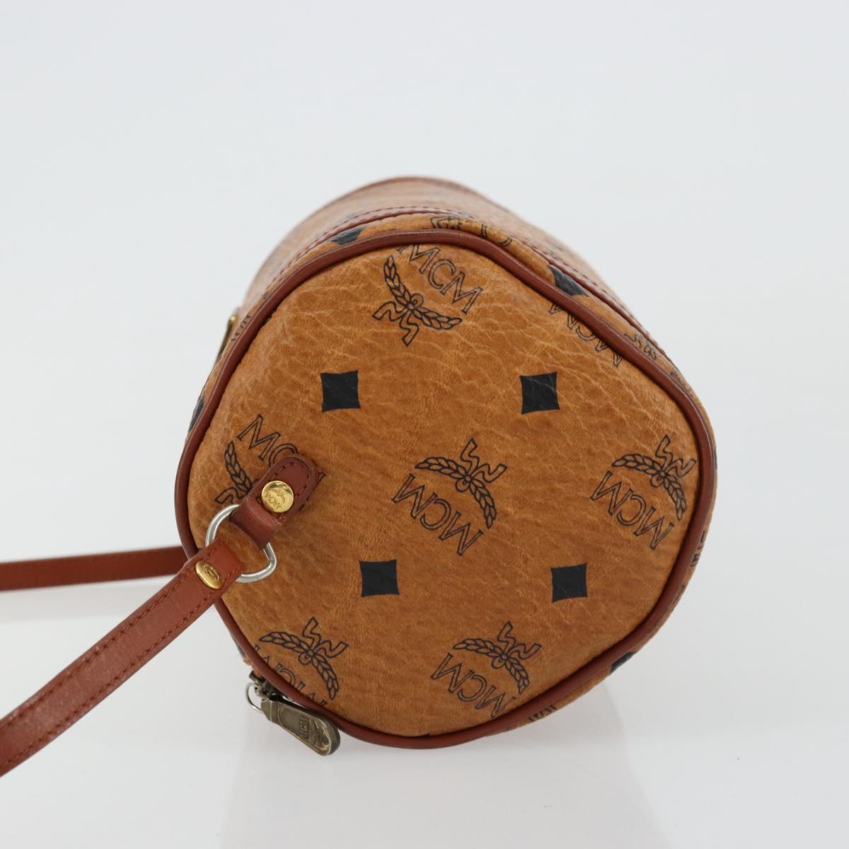 MCM Vicetos Logogram Shoulder Bag PVC Leather Brown Gold Auth ka4095A