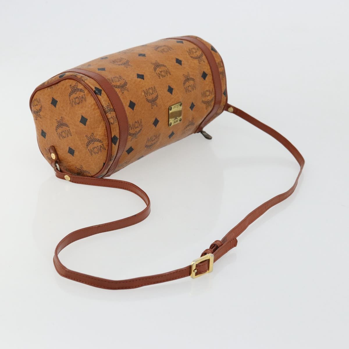 MCM Vicetos Logogram Shoulder Bag PVC Leather Brown Gold Auth ka4095A
