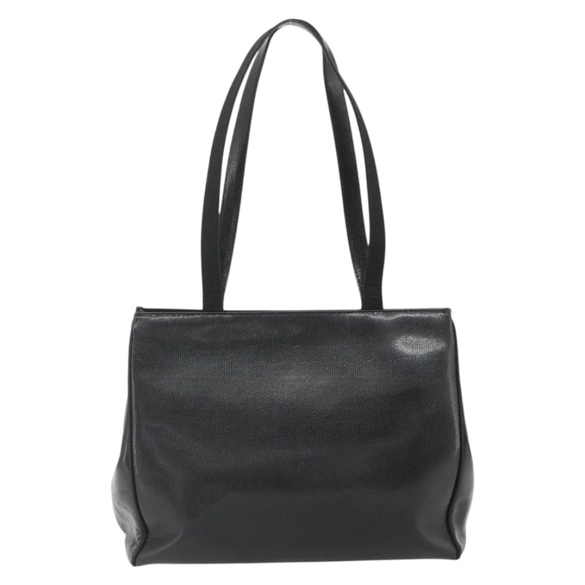 Salvatore Ferragamo Vala Tote Bag Leather Black Gold Auth ka4098