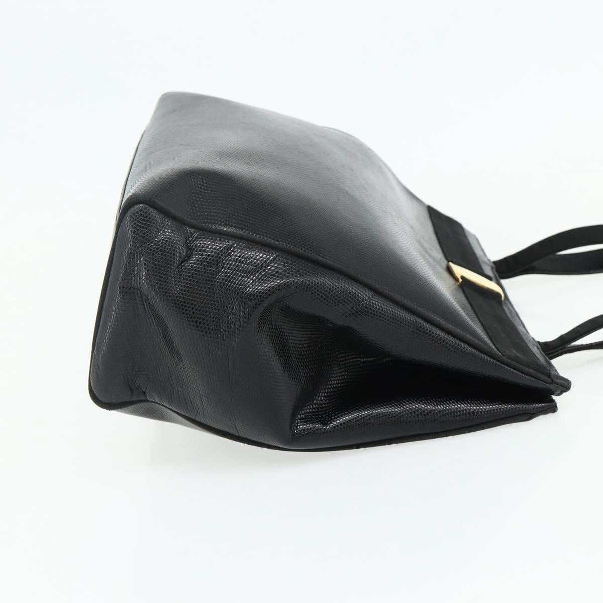 Salvatore Ferragamo Vala Tote Bag Leather Black Gold Auth ka4098