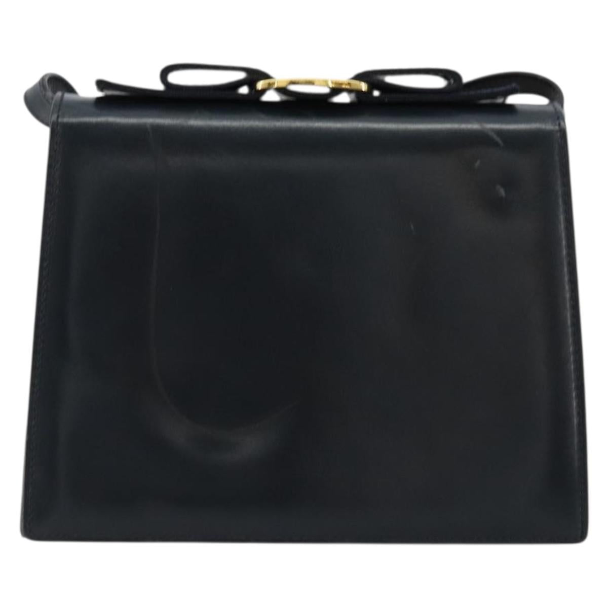 Salvatore Ferragamo Vala Shoulder Bag Leather Navy Gold Auth ka4099