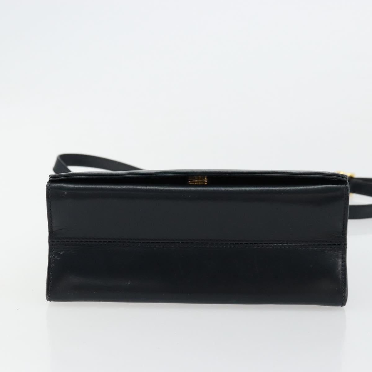 Salvatore Ferragamo Vala Shoulder Bag Leather Navy Gold Auth ka4099