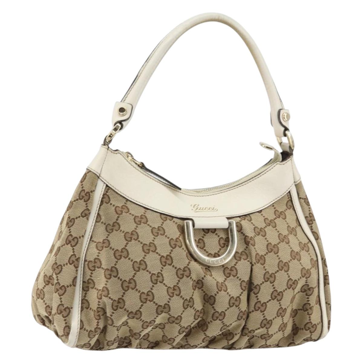 GUCCI GG Canvas Abbey Hand Bag Beige Gold 190525 Auth ka410