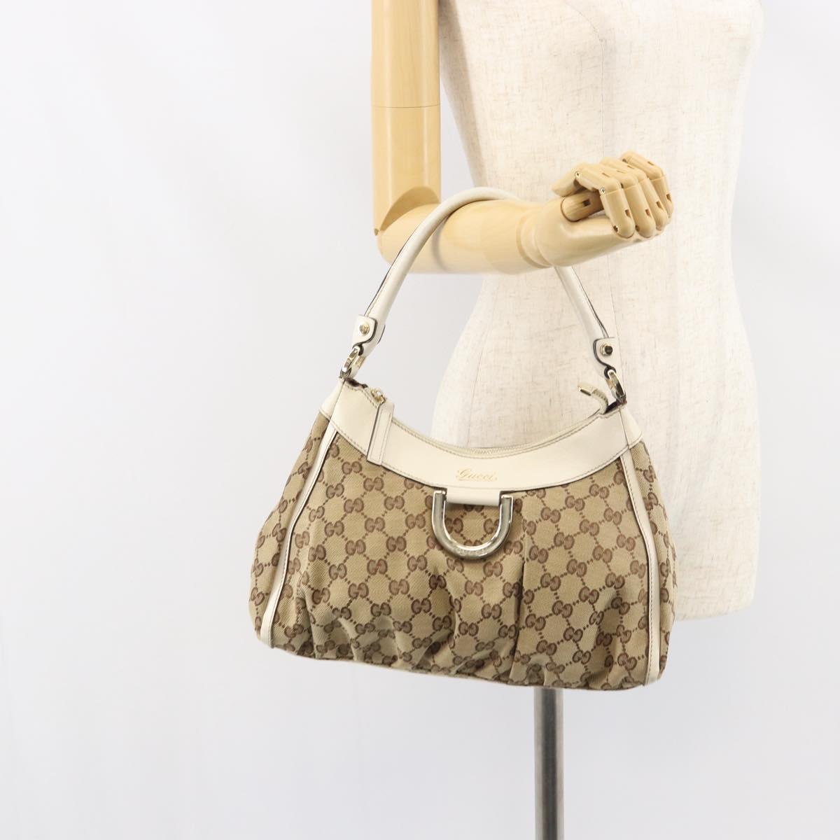 GUCCI GG Canvas Abbey Hand Bag Beige Gold 190525 Auth ka410