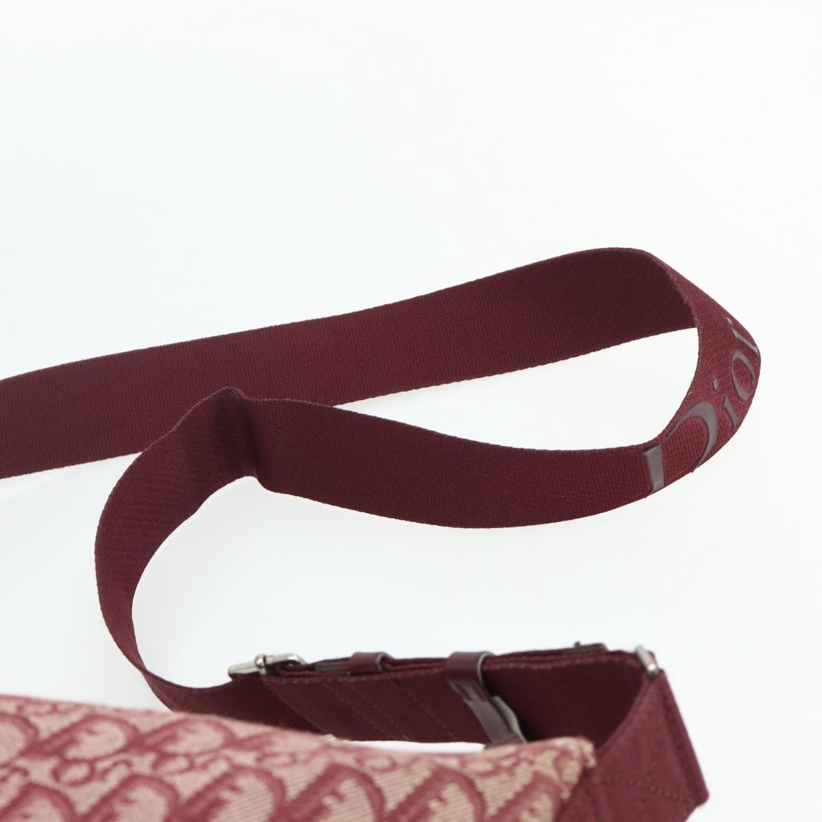 Christian Dior Trotter Canvas Shoulder Bag Red Silver Auth ka4100A