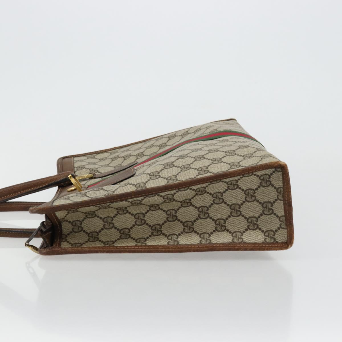 GUCCI GG Supreme Web Sherry Line Hand Bag PVC Beige Gold 002 4083 39 Auth ka4103
