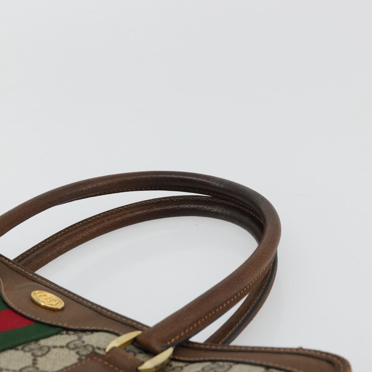 GUCCI GG Supreme Web Sherry Line Hand Bag PVC Beige Gold 002 4083 39 Auth ka4103