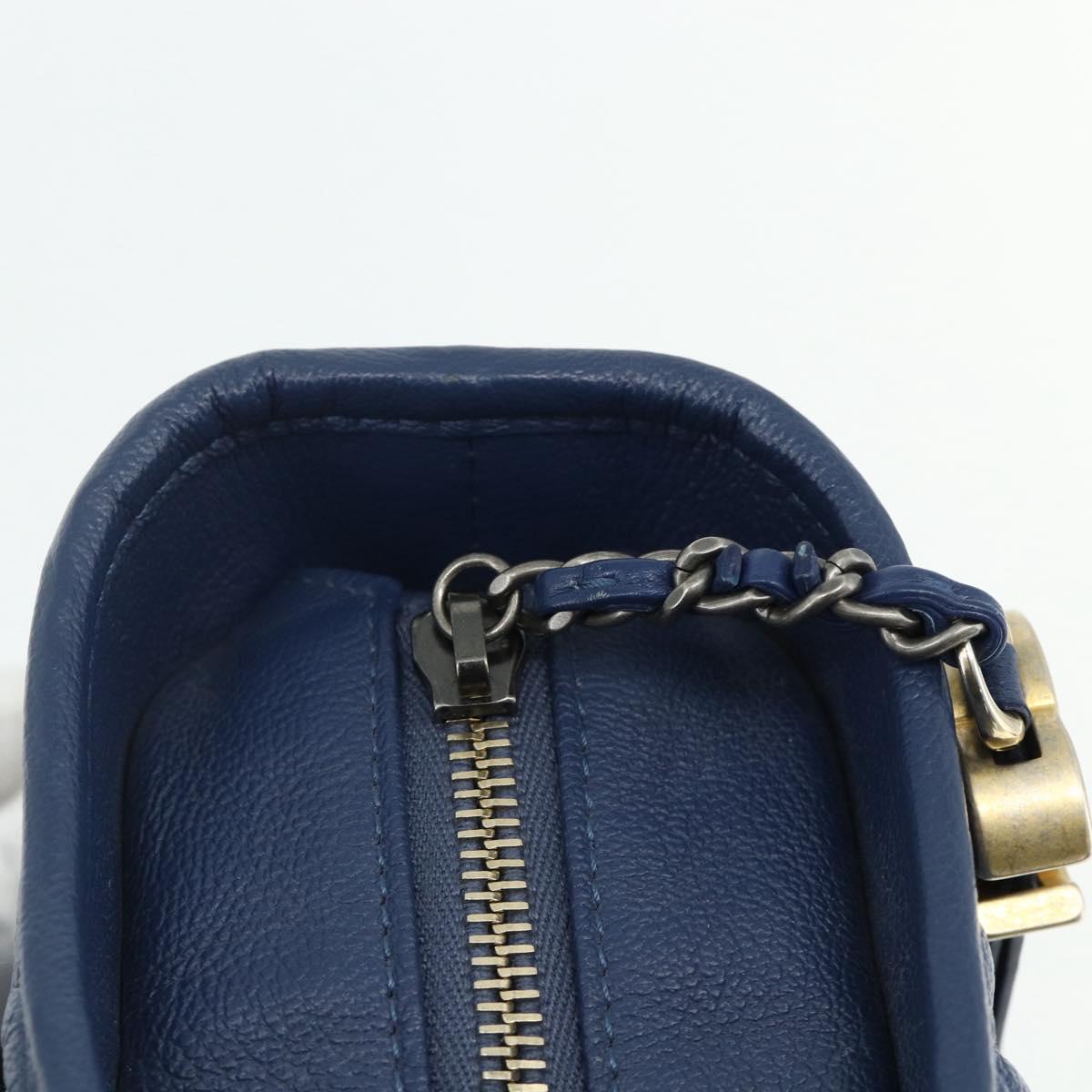 CHANEL Chain Gabriel De Chanel Bag Caviar Skin Blue Gold CC Auth ka4104SAV