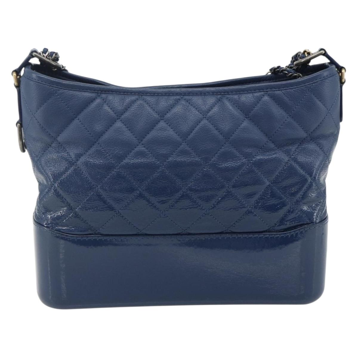 CHANEL Chain Gabriel De Chanel Bag Caviar Skin Blue Gold CC Auth ka4104SAV