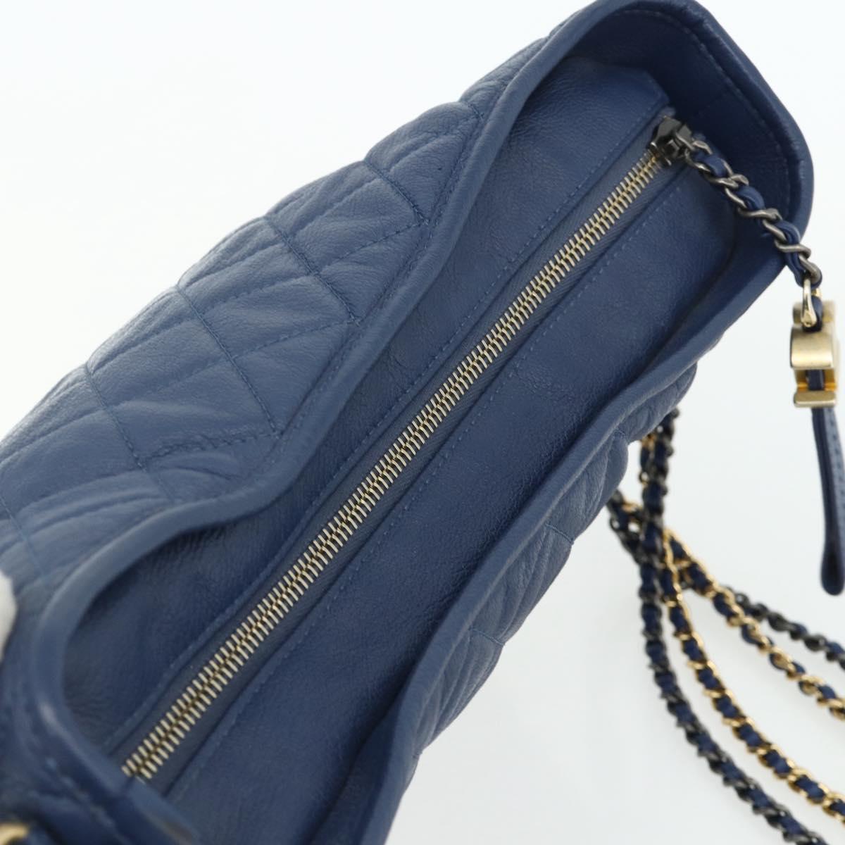 CHANEL Chain Gabriel De Chanel Bag Caviar Skin Blue Gold CC Auth ka4104SAV