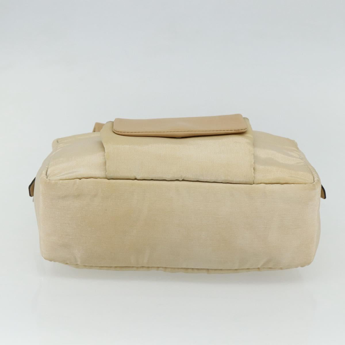 LOEWE Hand Bag Leather Beige Silver Auth ka4107