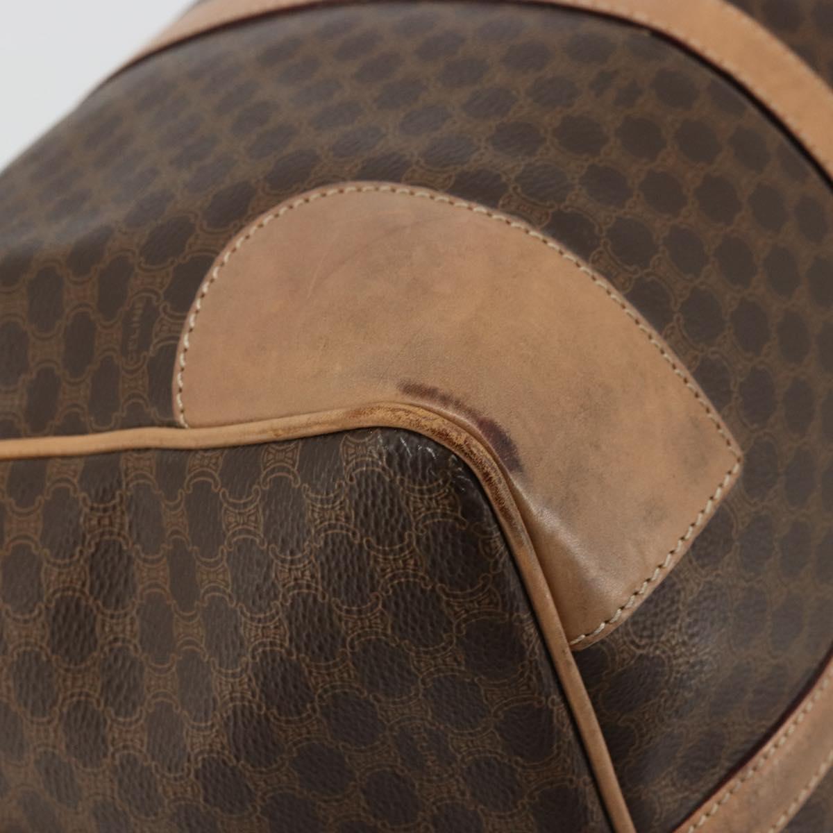 CELINE Macadam Canvas Boston Bag PVC Leather Brown Gold Auth ka4108A