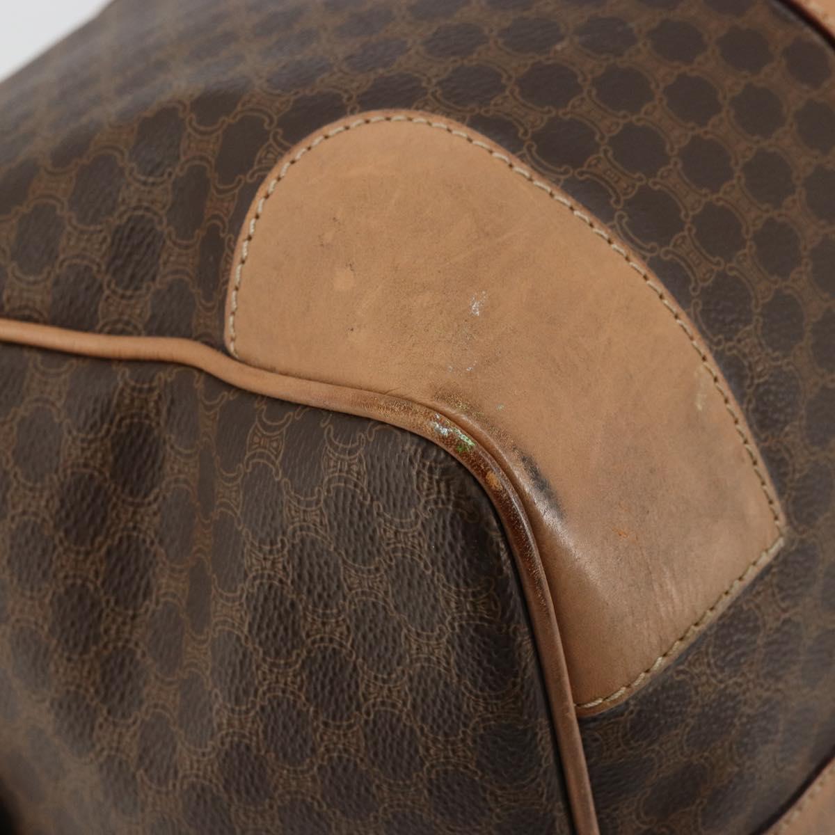 CELINE Macadam Canvas Boston Bag PVC Leather Brown Gold Auth ka4108A