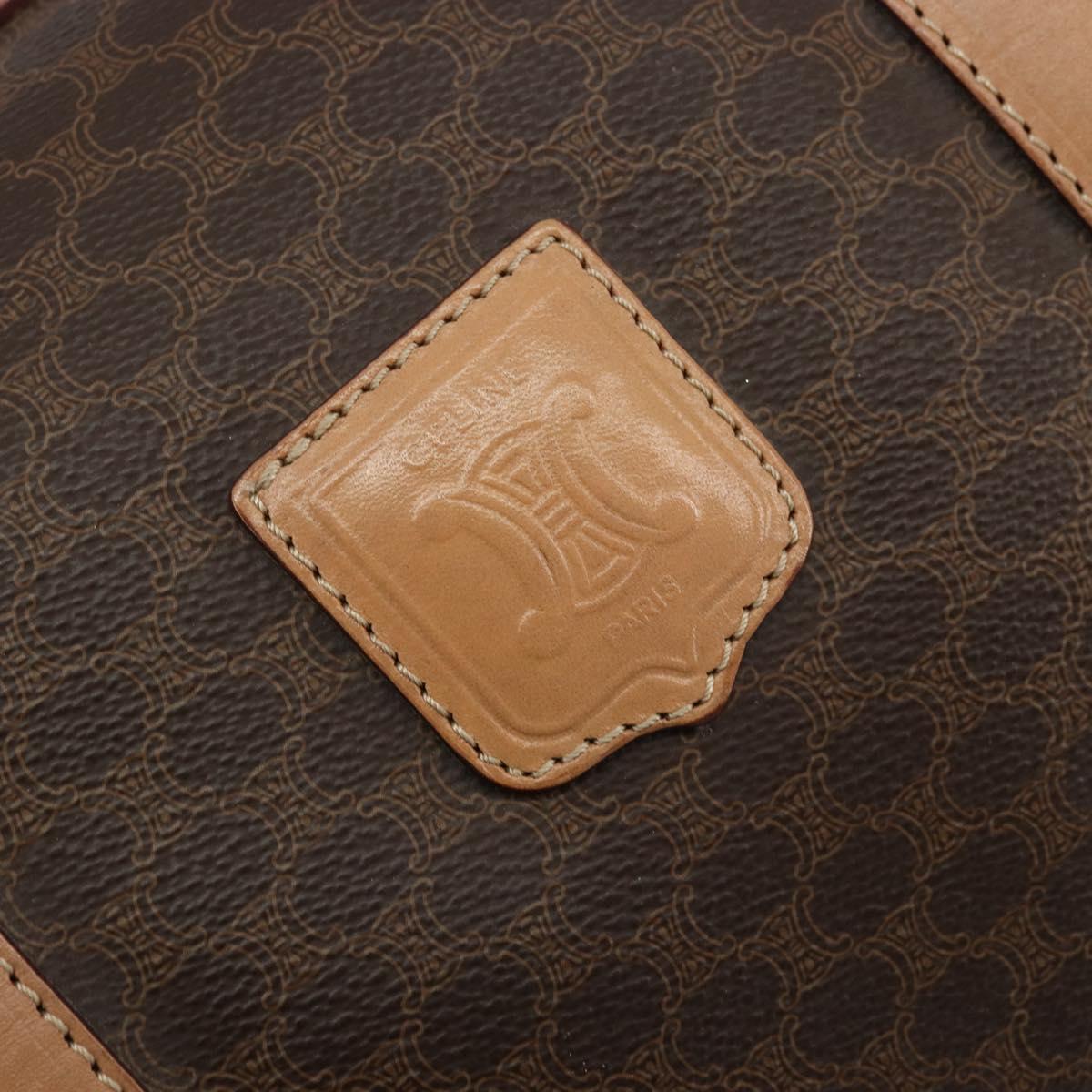 CELINE Macadam Canvas Boston Bag PVC Leather Brown Gold Auth ka4108A