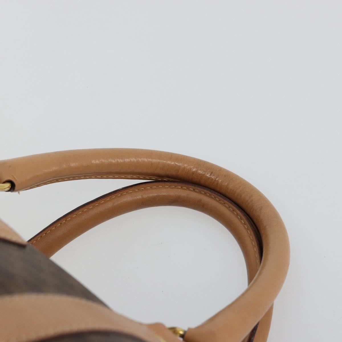 CELINE Macadam Canvas Boston Bag PVC Leather Brown Gold Auth ka4108A