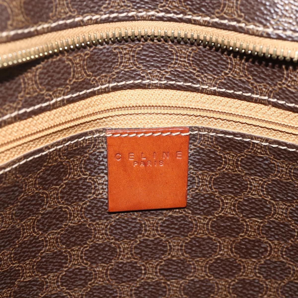 CELINE Macadam Canvas Tote Bag PVC Leather Brown Gold Auth ka4109