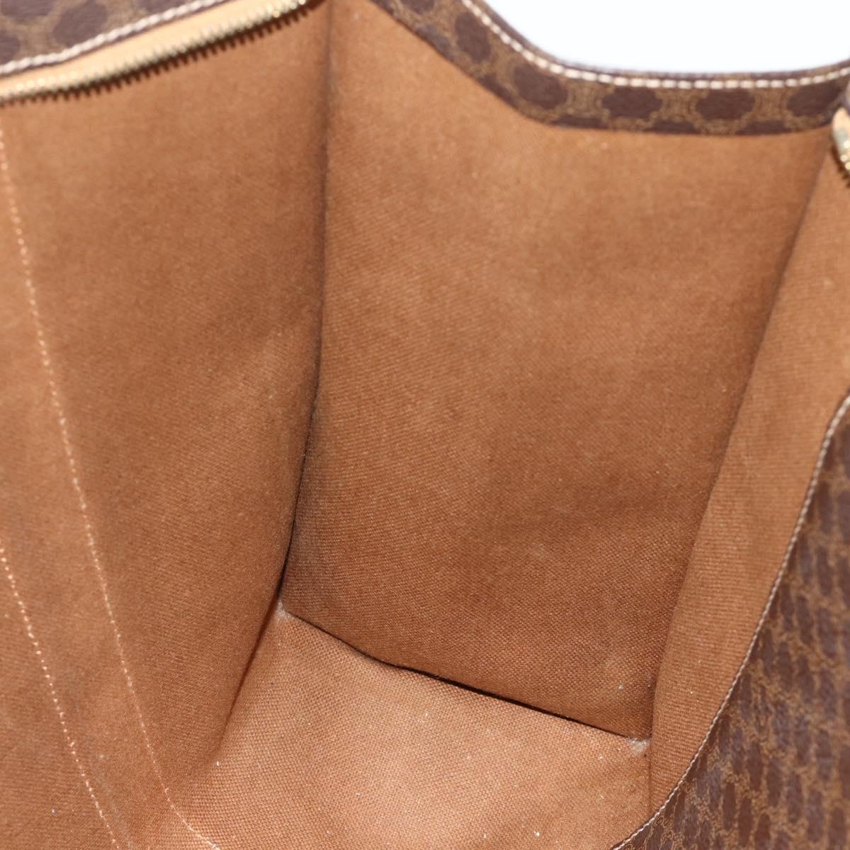 CELINE Macadam Canvas Tote Bag PVC Leather Brown Gold Auth ka4109