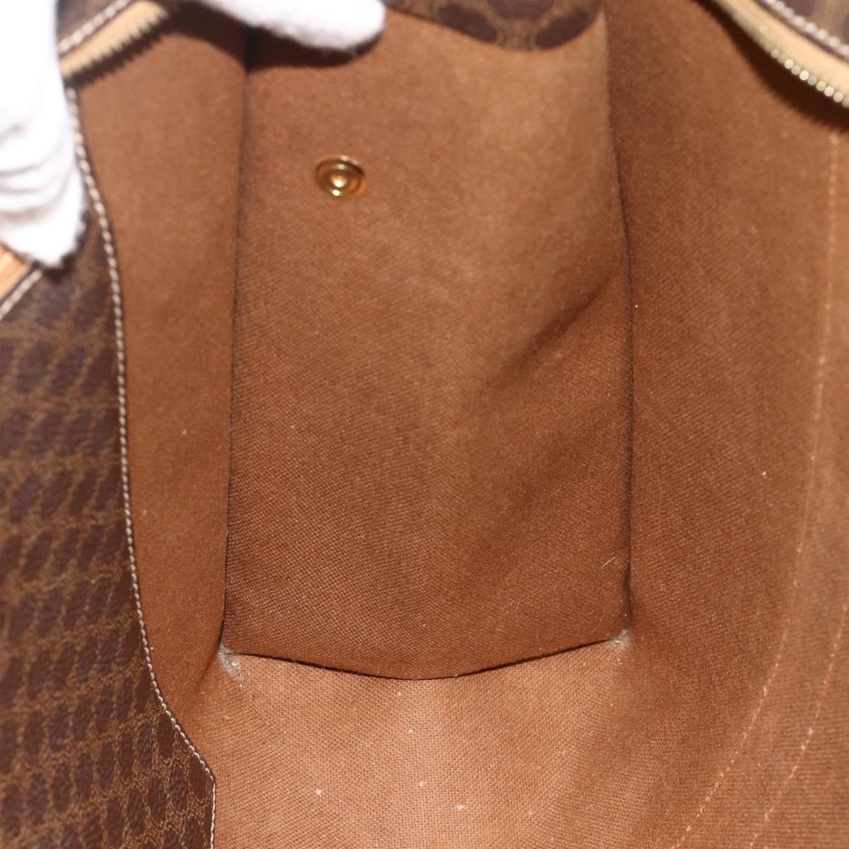 CELINE Macadam Canvas Tote Bag PVC Leather Brown Gold Auth ka4109