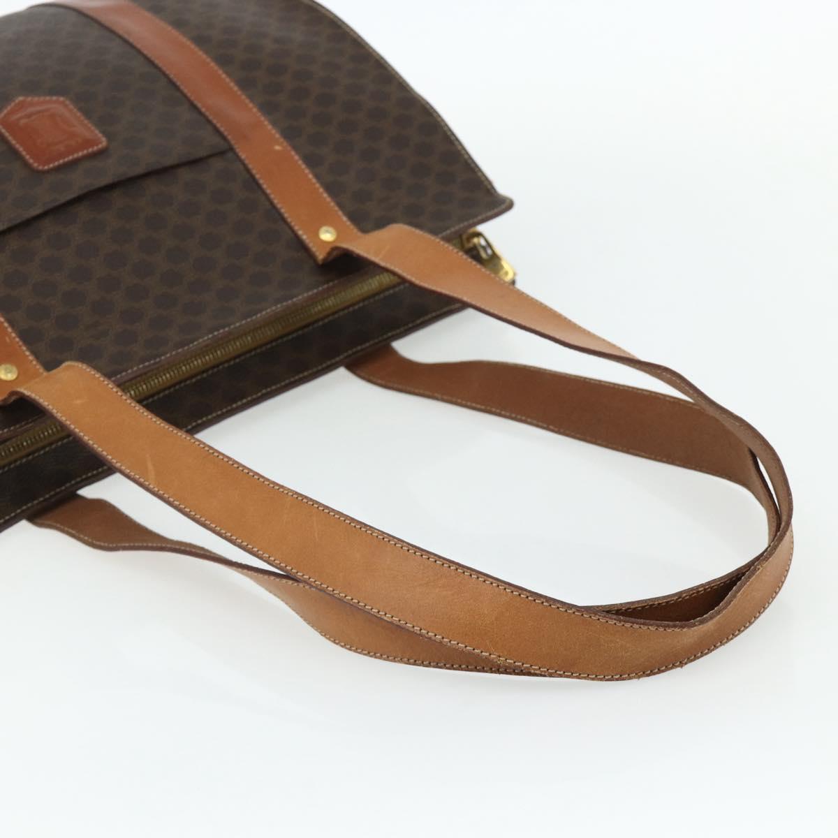 CELINE Macadam Canvas Tote Bag PVC Leather Brown Gold Auth ka4109