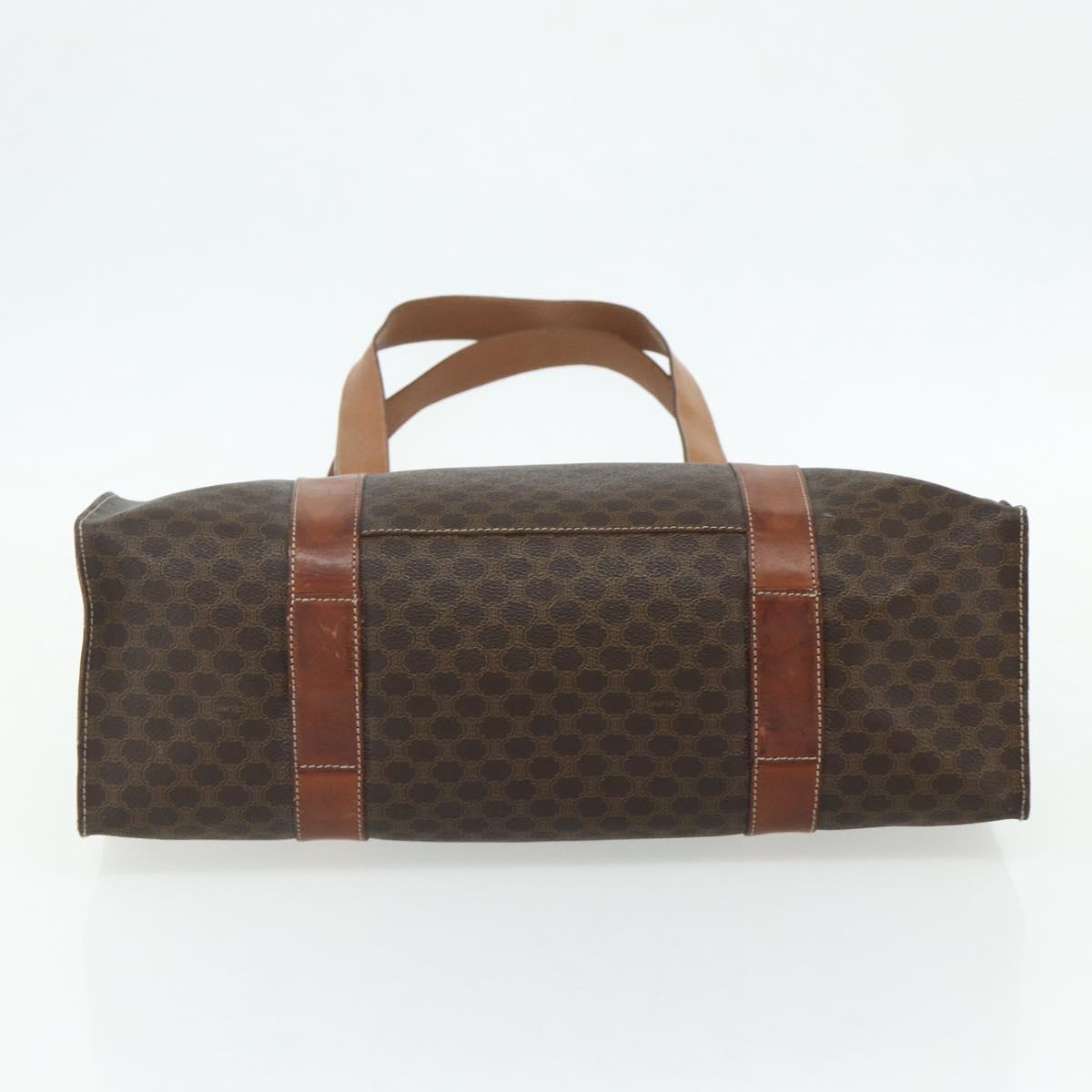 CELINE Macadam Canvas Tote Bag PVC Leather Brown Gold Auth ka4109