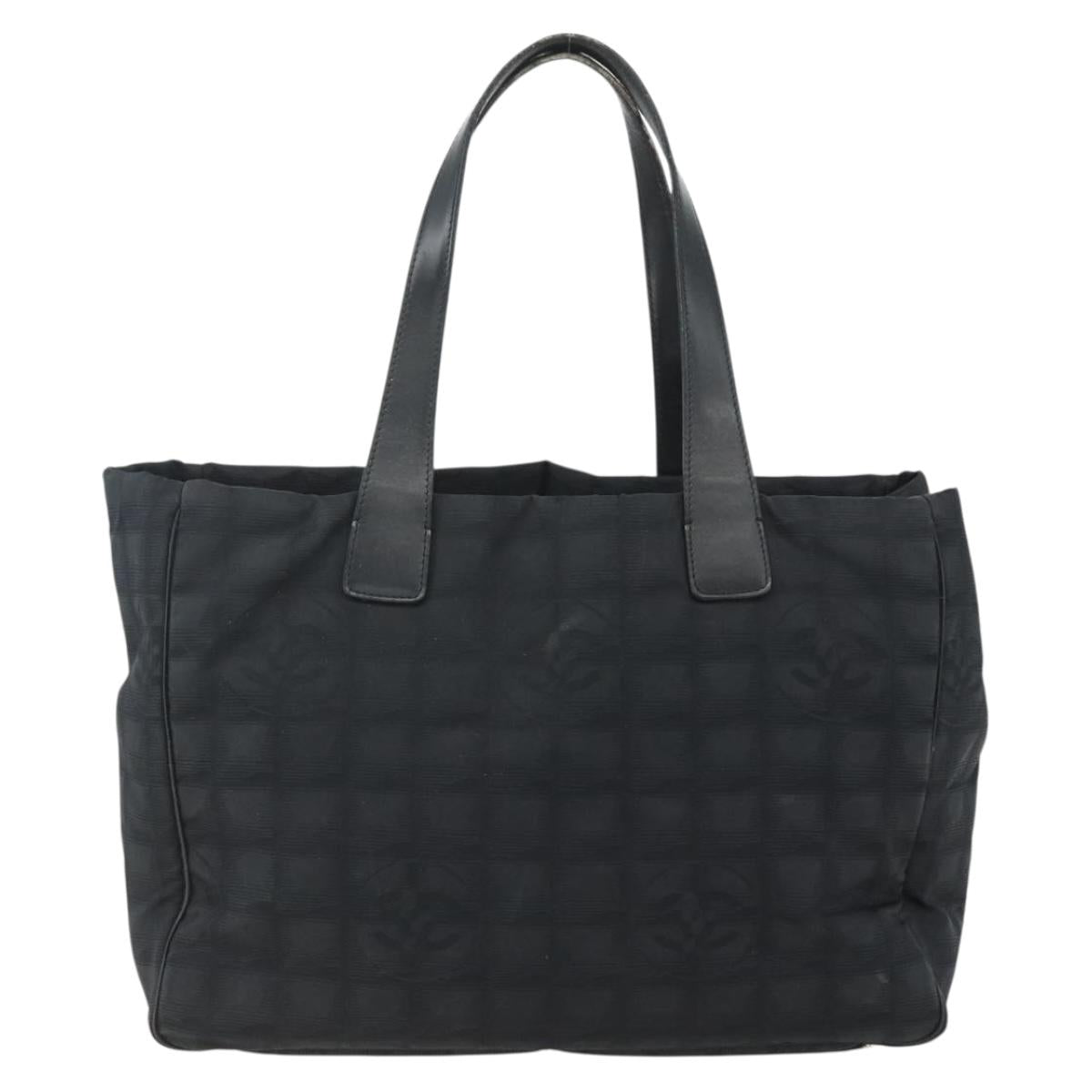 CHANEL New Travel Line Tote Bag Nylon Black gold CC Auth ka411