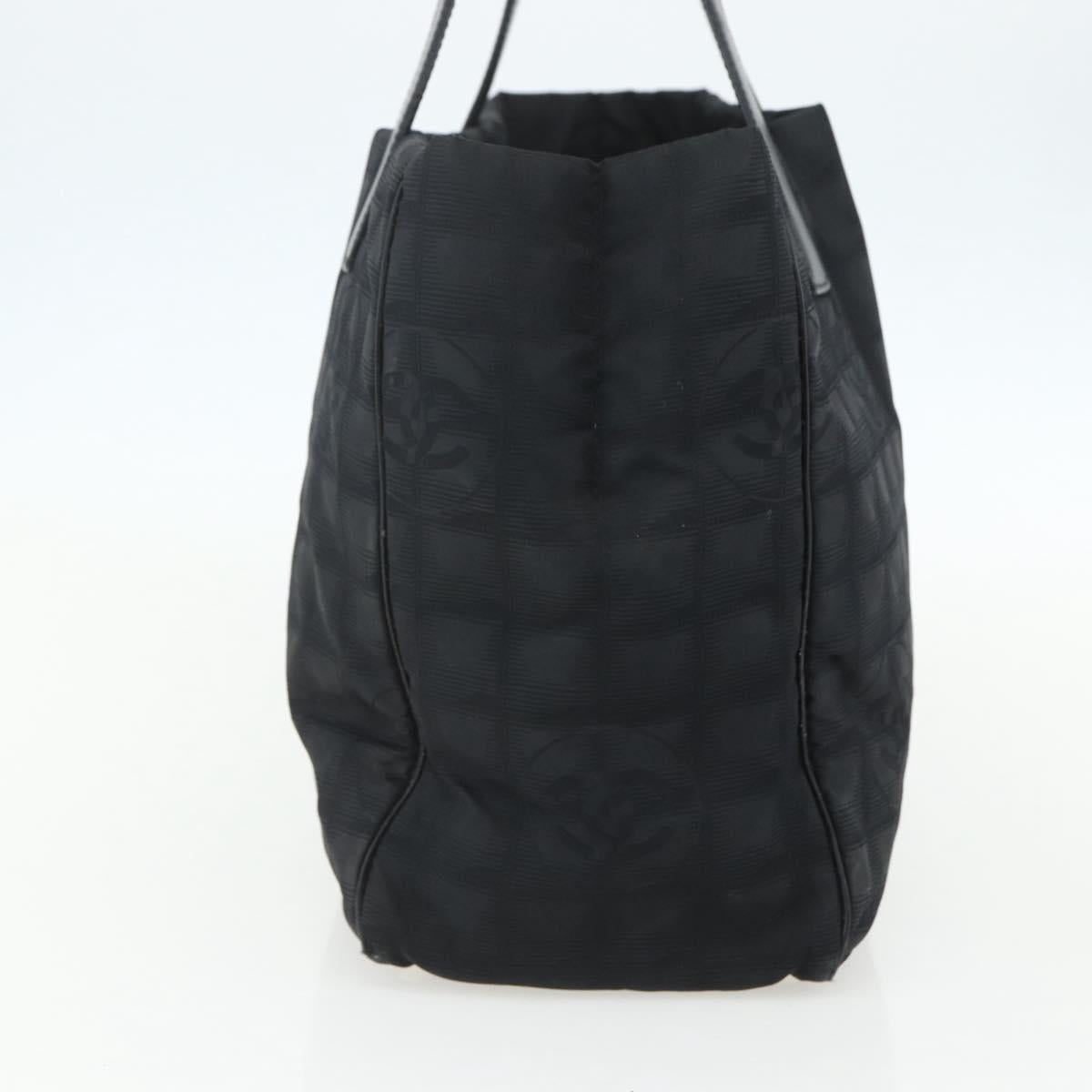 CHANEL New Travel Line Tote Bag Nylon Black gold CC Auth ka411