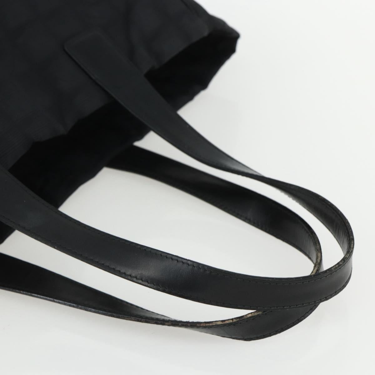 CHANEL New Travel Line Tote Bag Nylon Black gold CC Auth ka411