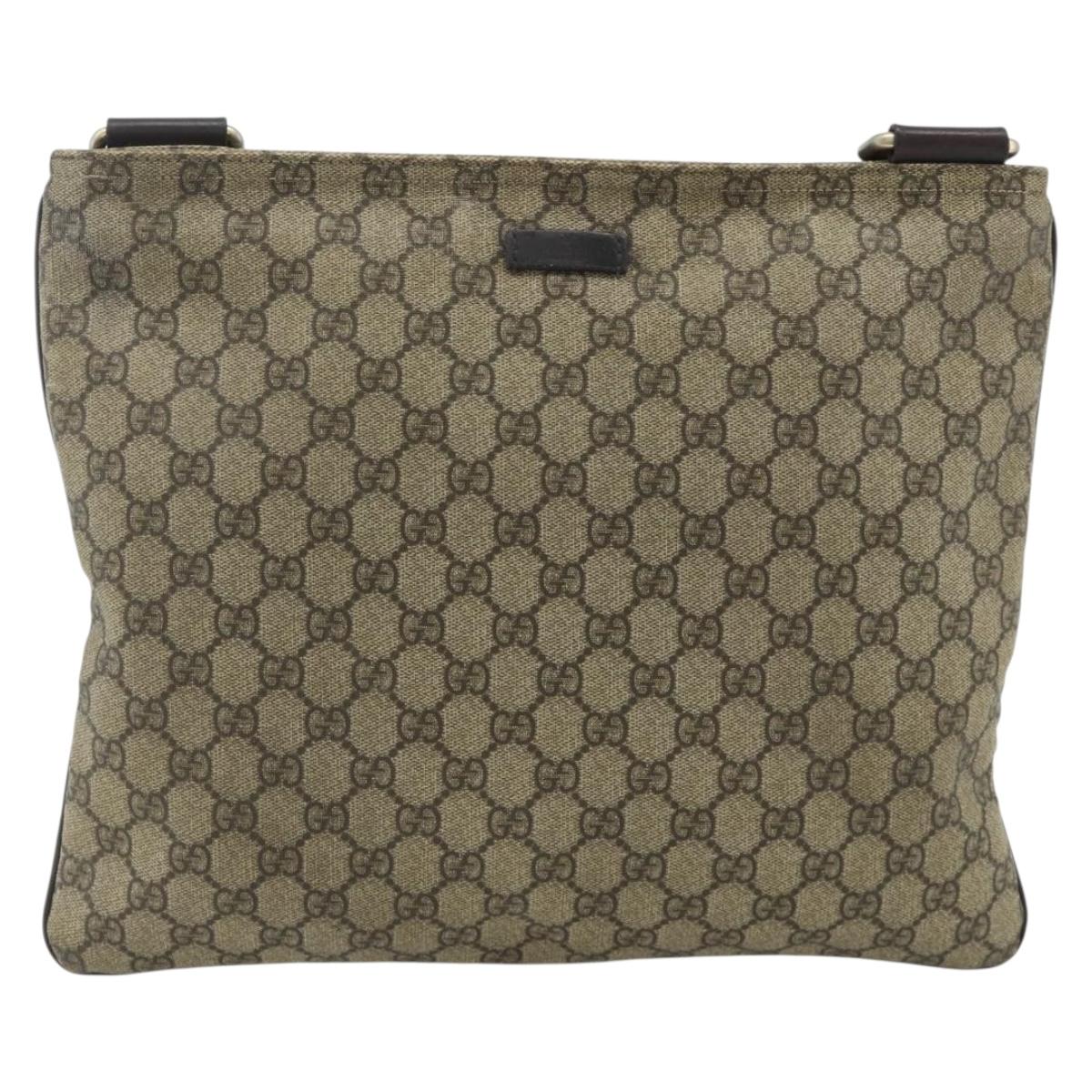 GUCCI GG Supreme Shoulder Bag PVC Beige Gold 201446 Auth ka4112