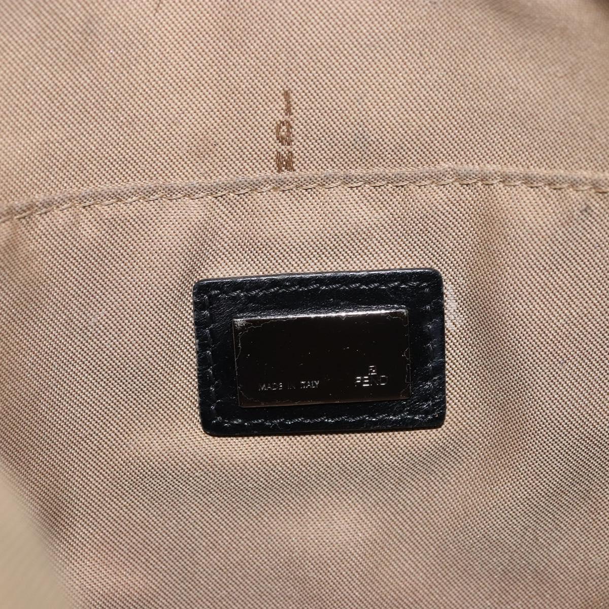FENDI Zucchino Canvas Shoulder Bag Beige Silver Auth ka4113