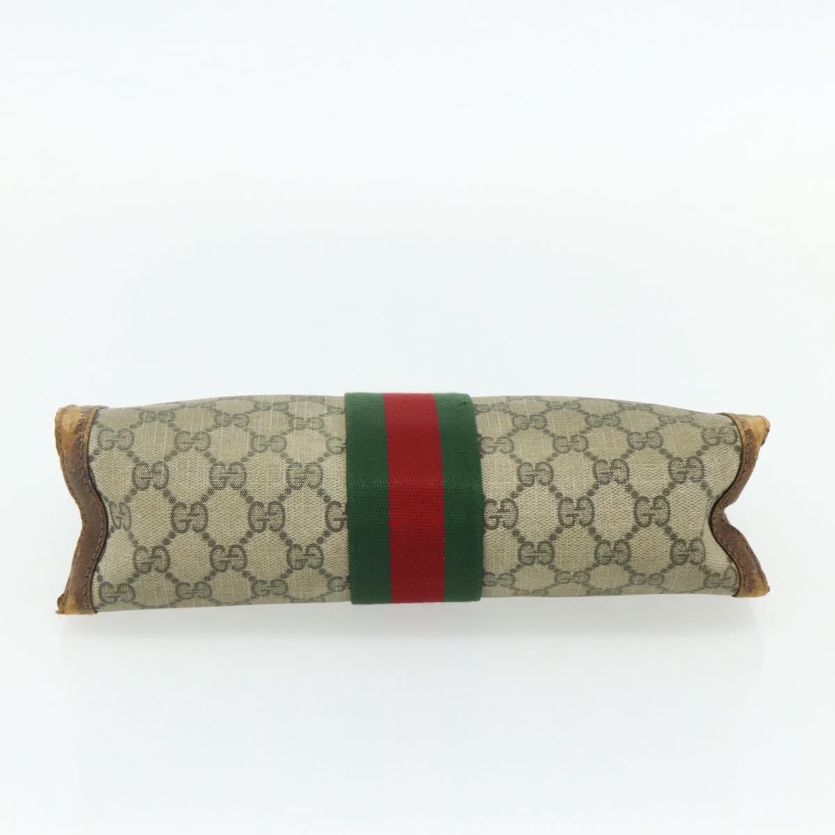 GUCCI GG Supreme Web Sherry Line Clutch Bag PVC Beige Red 422 39 012 Auth ka4114