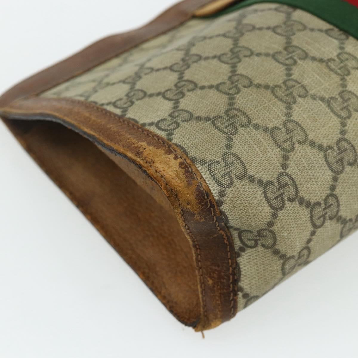 GUCCI GG Supreme Web Sherry Line Clutch Bag PVC Beige Red 422 39 012 Auth ka4114