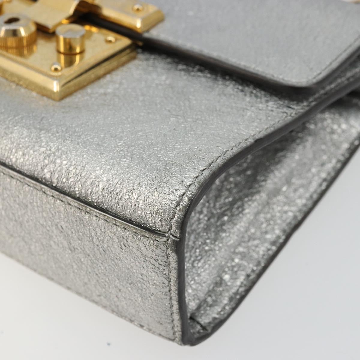 GUCCI Chain Shoulder Bag Leather Gold Silver 409487 Auth ka4117