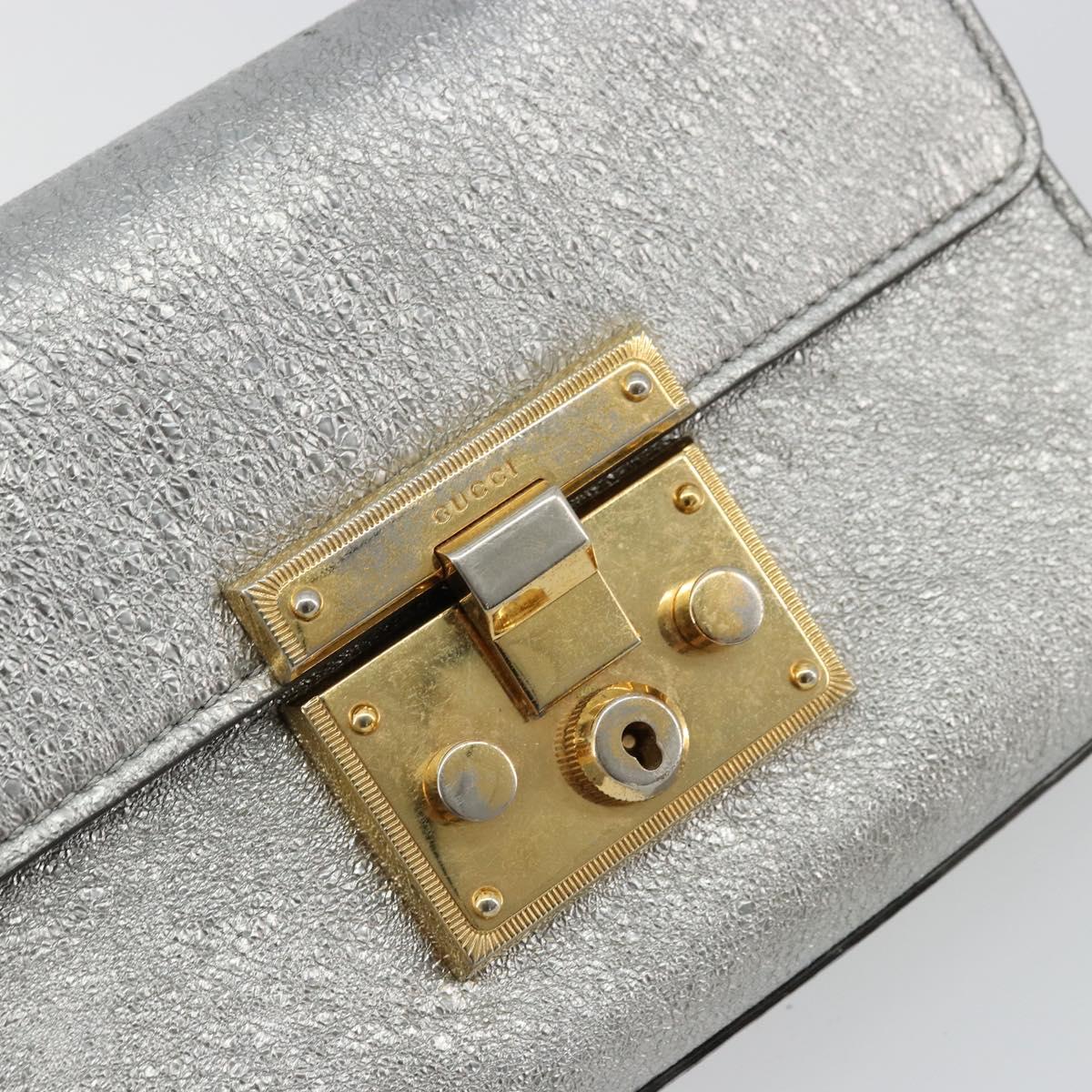 GUCCI Chain Shoulder Bag Leather Gold Silver 409487 Auth ka4117