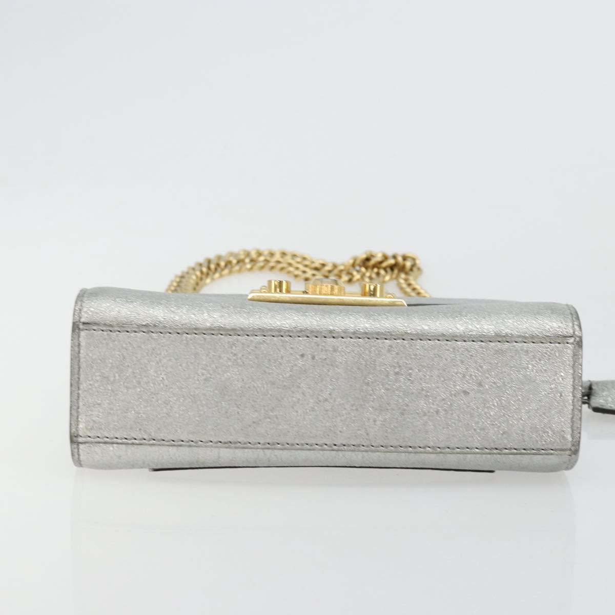 GUCCI Chain Shoulder Bag Leather Gold Silver 409487 Auth ka4117