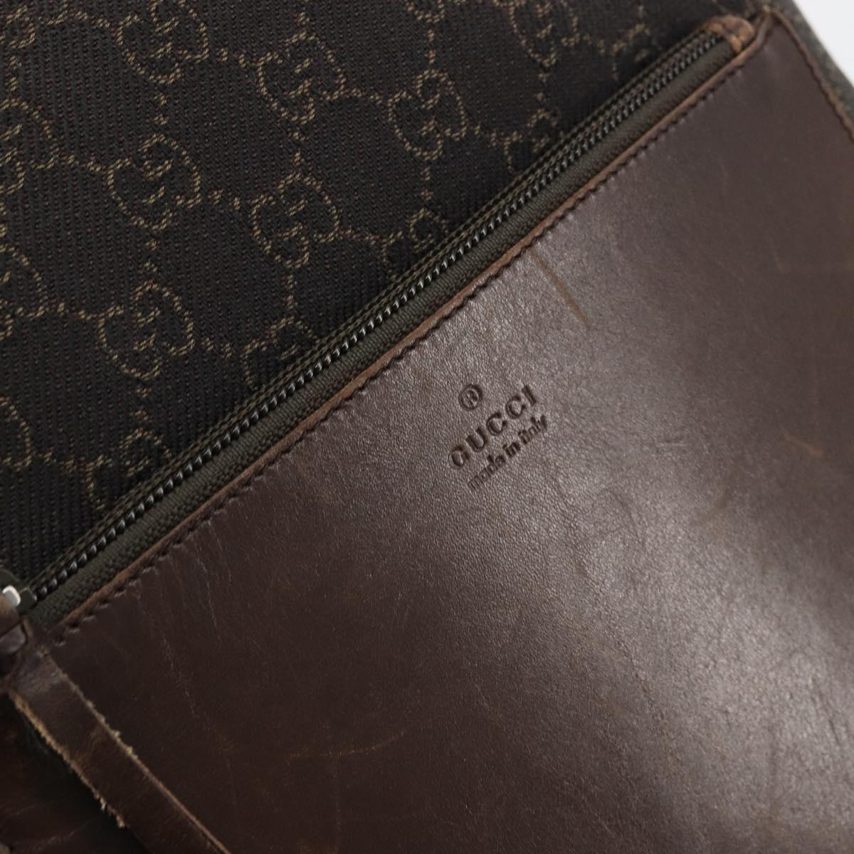 GUCCI GG Canvas Tote Bag Brown Silver 28892 Auth ka4120