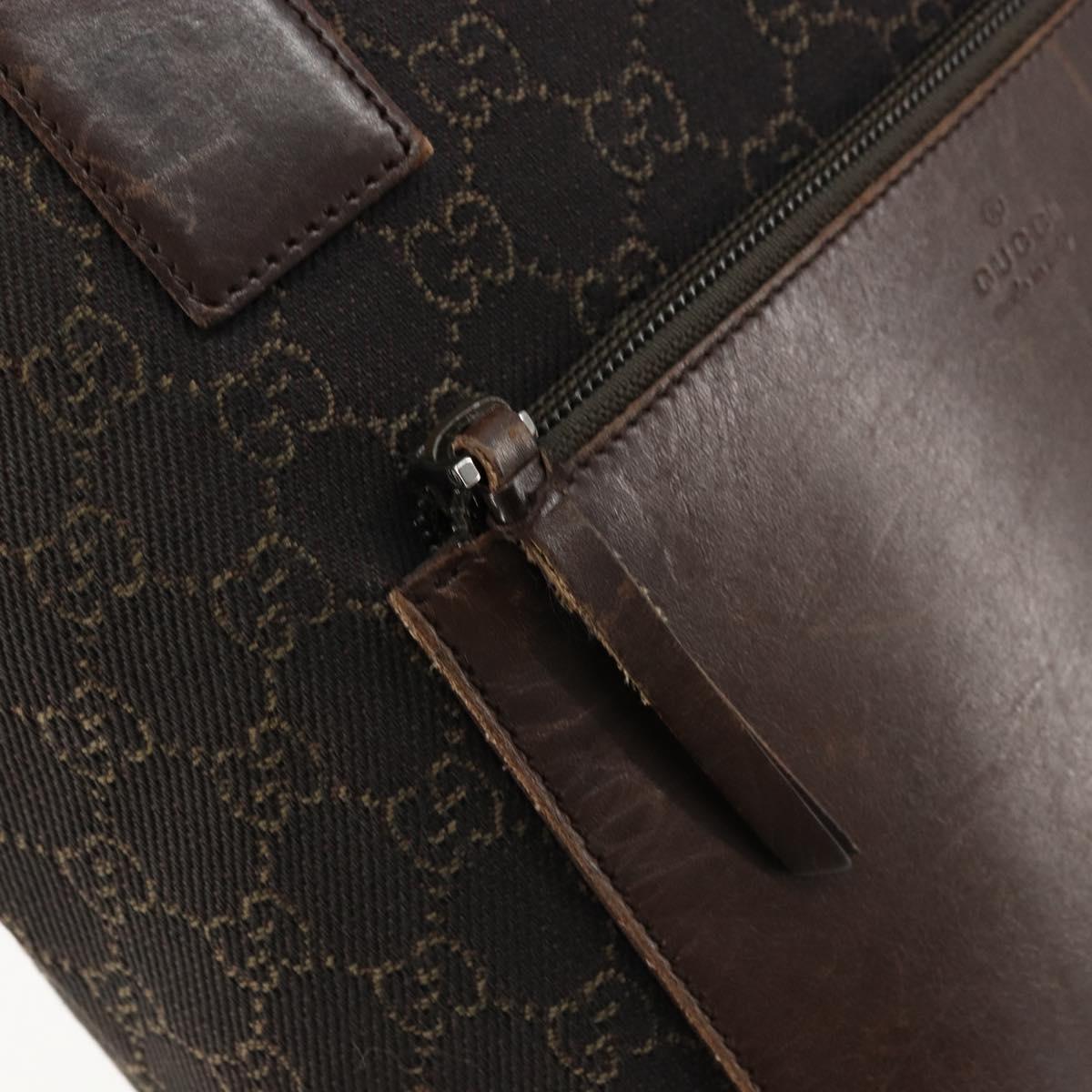 GUCCI GG Canvas Tote Bag Brown Silver 28892 Auth ka4120