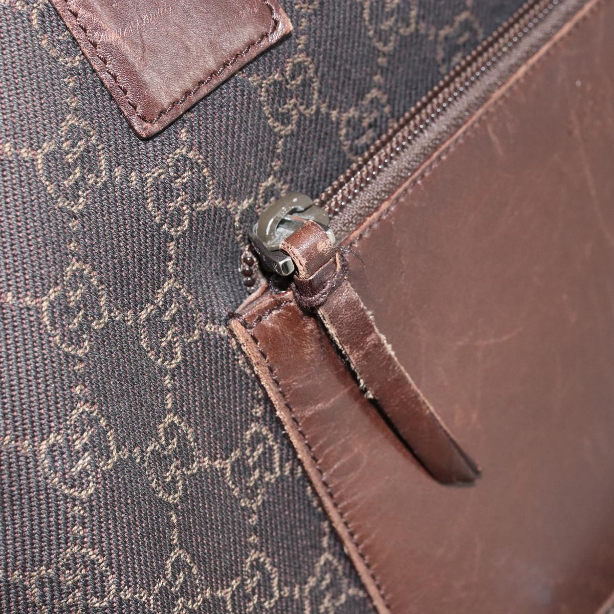 GUCCI GG Canvas Tote Bag Brown Silver 28892 Auth ka4120