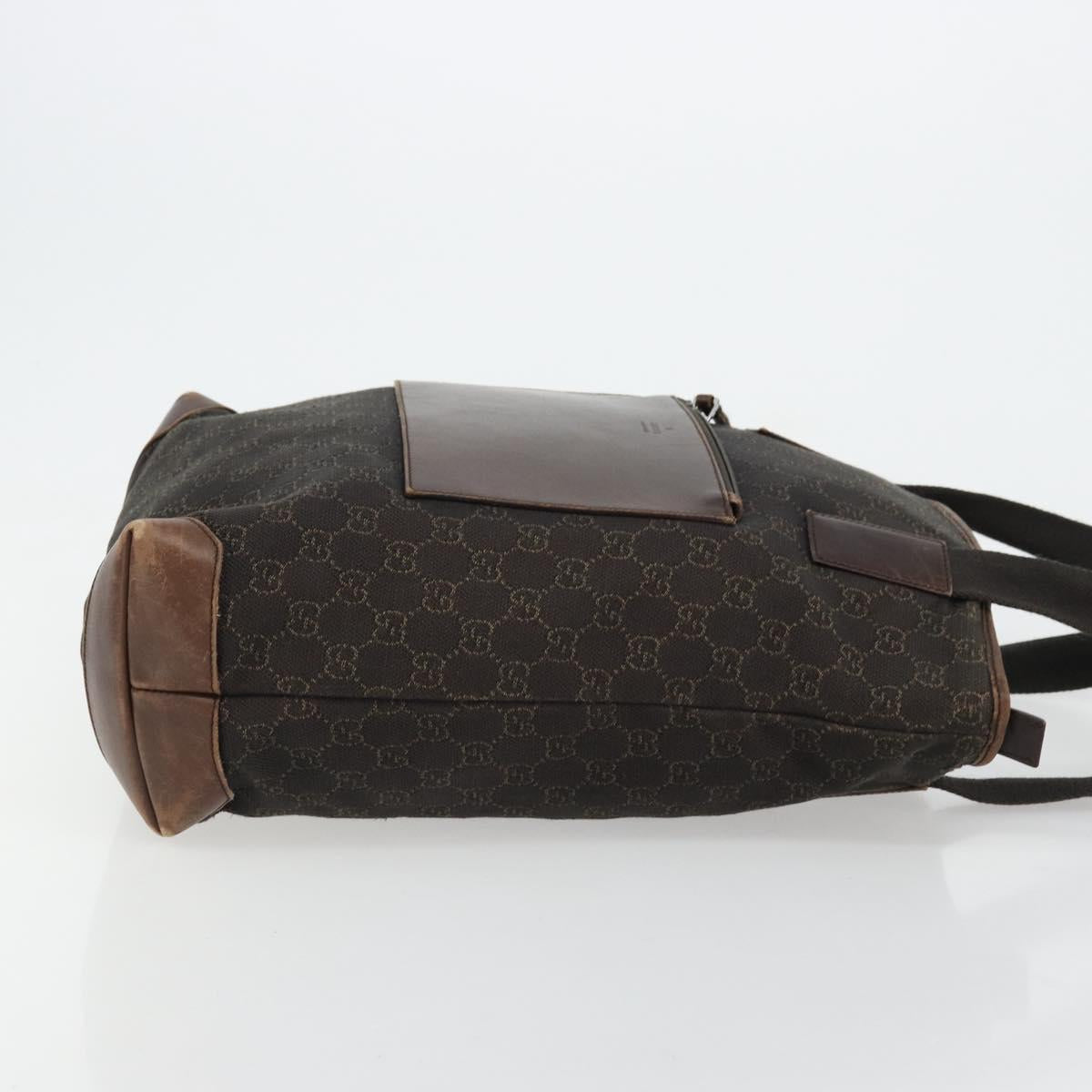 GUCCI GG Canvas Tote Bag Brown Silver 28892 Auth ka4120