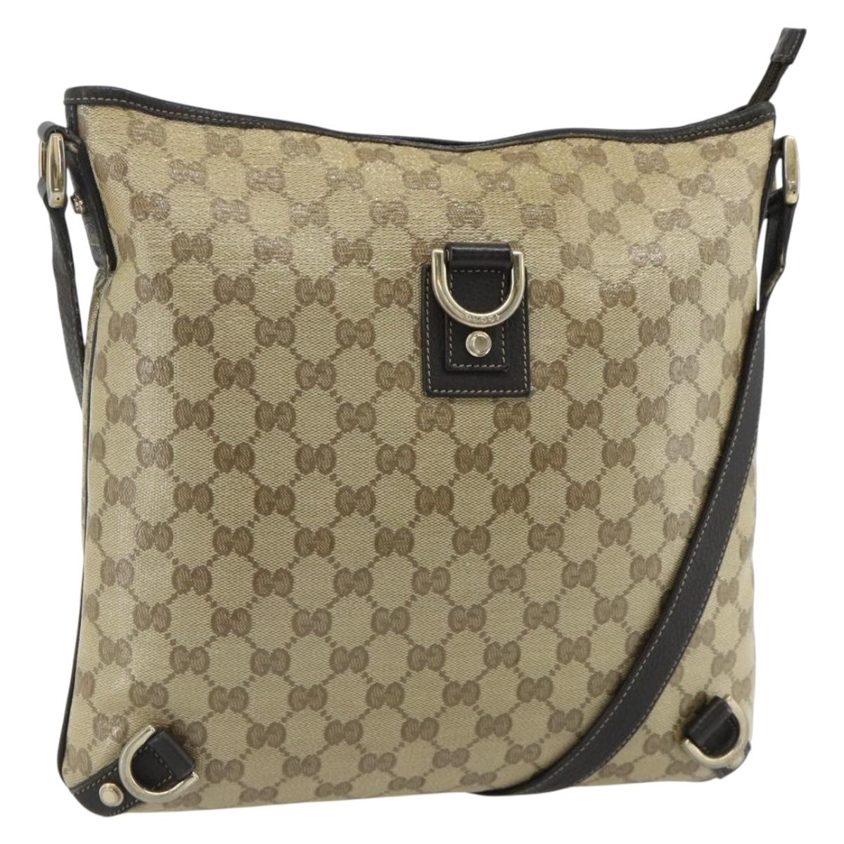 GUCCI GG Crystal Abbey Bag Coated Canvas Outlet Gold Brown 268642 Auth ka4121