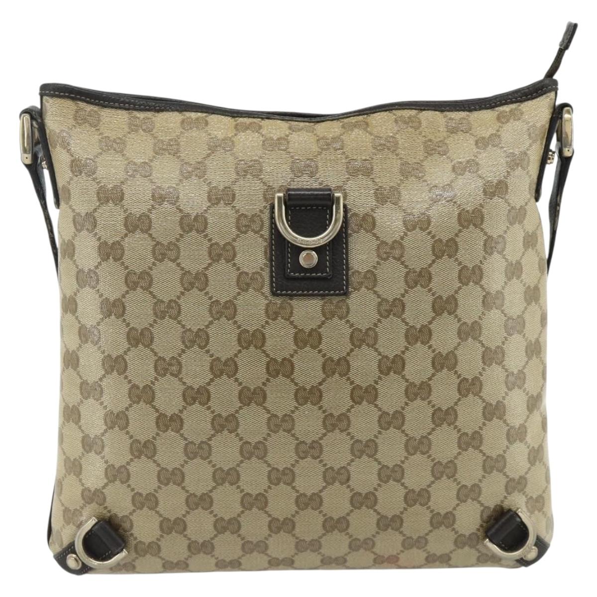 GUCCI GG Crystal Abbey Bag Coated Canvas Outlet Gold Brown 268642 Auth ka4121